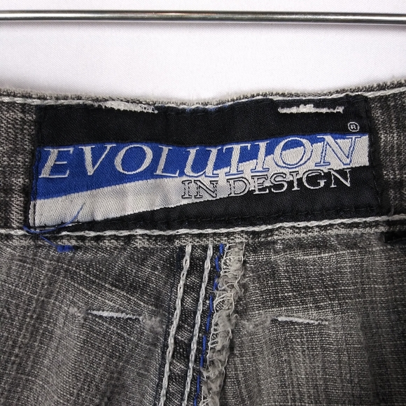 Vtg Evolution In Design Baggy Skater Y2k Jeans Denim Grunge Men 38x34 Gray - Picture 6 of 10